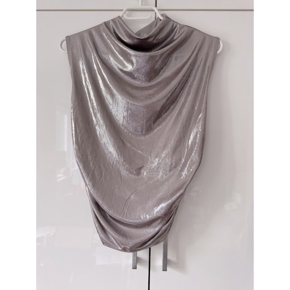 NWT Size XS - Anthropologie Maeve Mock-Neck Ruched Shine Tank (NWT US$ 68) - Picture 6 of 14